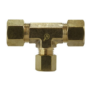 5/8 in. x 5/8 in. x 3/8 in. Tube OD - Reducing Tee (On Branch) - Lead Free Brass Compression Fitting