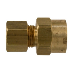 3/8 in. Comp. x 1/4 in. FNPTF - Female Adapter - Brass Compression Tube Fitting - Light Pattern