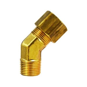 1/4 in. Tube OD x 1/8 in. MNPTF - 45 Degree Elbow - Brass Tube Compression Tube Fitting