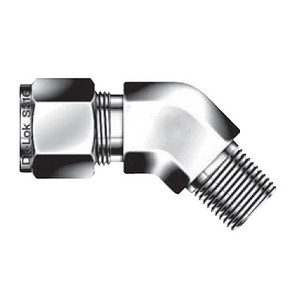 1/2 in. Tube O.D. x 3/8 in. MNPT - 45 Degree Male Elbow - Double Ferrule - 316 Stainless Steel Compression Tube Fitting