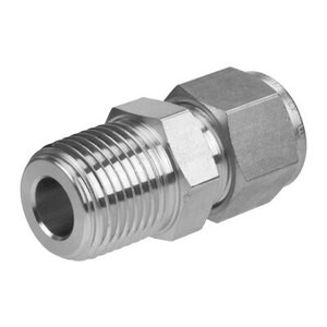 3/4 in. Tube O.D. x 3/8 in. MNPT - Male Connector - Double Ferrule - 316 Stainless Steel Compression Tube Fitting