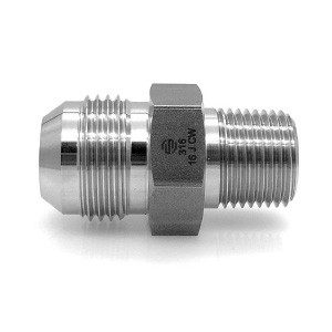 1/2 in. MJIC Flare 37° x 3/4 in. Male NPT Threaded - 316 Stainless Steel Hydraulic Straight Adapter Fitting