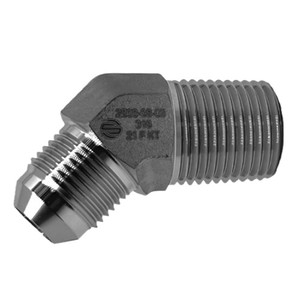 1/4 in. MJIC x 1/4 in. Male NPT - JIC Male 45 Degree Elbow - 316 Stainless Steel Hydraulic JIC 37° Flare Tube Fitting Adapter