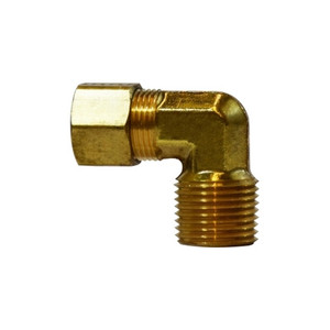 1/8 in. Tube O.D. x 1/16 in. Male NPTF - Male 90 Degree Elbow - Brass Compression Fitting - SAE#60202