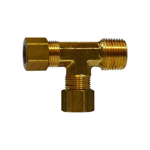 3/16 in. Tube O.D. x 1/8 in. Male NPTF Threaded - Forged Male Run Tee - Brass Compression Fitting - SAE# 060424BA