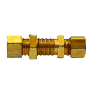 3/8 in. Tube OD - Bulkhead Unions - Brass Compression Fitting - SAE# 060101