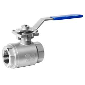 1 in. NPT Threaded - 2-Piece Standard Port Ball Valve - 3000 PSI/WOG - 316 Stainless Steel Valve (Locking Handle)