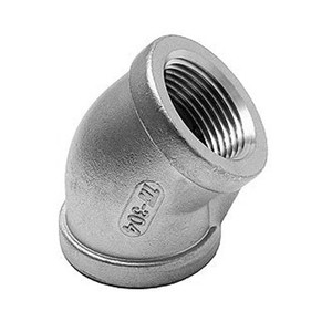 2 in. NPT Threaded - 45 Degree Elbow - 304 Stainless Steel 150# MSS SP-114 Heavy Pattern Pipe Fitting