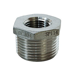 1 in. MNPT x 3/4 in. NPT Threaded - Hex Bushing - 304 Stainless Steel 150# MSS SP-114 Heavy Pattern Pipe Fitting