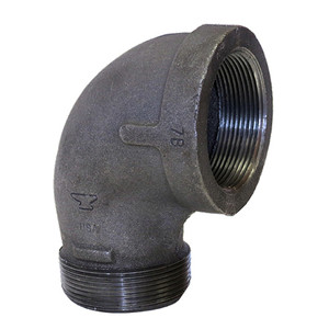 1 in. NPT Threaded - 90 Degree Street Elbow - DOMESTIC - 150# Black Malleable Iron Pipe Fitting - UL/FM