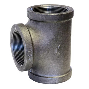 2 in. NPT Threaded - Straight Tee - DOMESTIC - 150# Black Malleable Iron Pipe Fitting - UL/FM