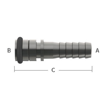1/4 in. Barb, General Beverage Straight Valve Inlet 304 Stainless Steel Beverage Fitting