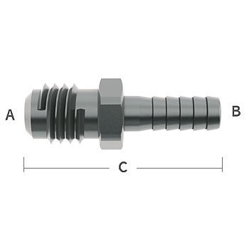 5/16 in. Male Flare x 1/4 in. Barb Hose Straight Adapter 303 Stainless Steel Beverage Fitting