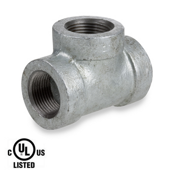 4 in. Galvanized Pipe Fitting 300# Malleable Iron Threaded Tee, UL Listed