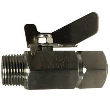 3/8 in. 1000 PSI WOG, MIP x FIP, Standard Port, Mini 316 Stainless Steel Ball Valve, Butterfly Handle