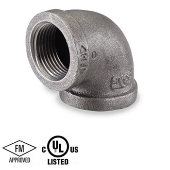 1/2 in. Black Pipe Fitting 150# Malleable Iron Threaded 90 Degree Elbow, UL/FM
