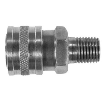 1/4 in. Male Stainless Steel Coupler, Straight Through Style, Pneumatic Quick Disconnect, 6000 PSI