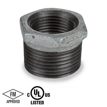 2 in. x 1/4 in. Galvanized Pipe Fitting 150# Malleable Iron Threaded Hex Bushing, UL/FM