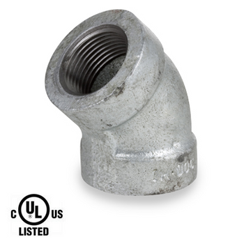 2-1/2 in. Galvanized Pipe Fitting 300# Malleable Iron 45 Degree Elbow, UL Listed