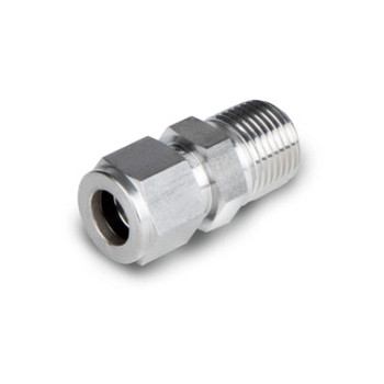 7/8 in. Tube x 1 in. NPT - Male Connector - Double Ferrule - 316 Stainless Steel Tube Fitting - Tube End View