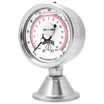 3A 4 in. Dial, 2 in. Seal, Range: 30/0/150 PSI/BAR, PAG 3A FBD Sanitary Gauge, 4 in. Dial, 2 in. Tri, Back