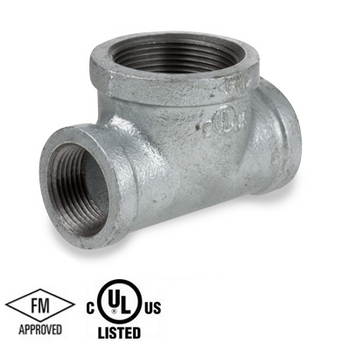 3 in. x 3 in. x 4 in. Galvanized Pipe Fitting 150# Malleable Iron Threaded Bull Head Tee, UL/FM