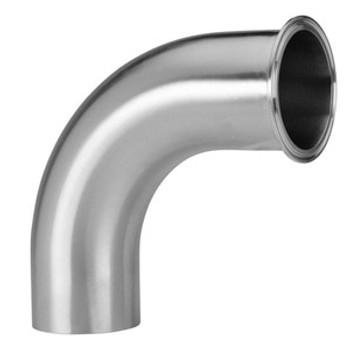 3 in. Polished 90° Clamp x Weld Elbow - L2CM - 304 Stainless Steel Sanitary Butt Weld Fitting (3-A) Side View