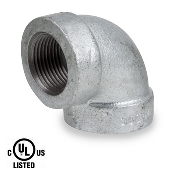 1 in. Galvanized Pipe Fitting 300# Malleable Iron 90 Degree Elbow, UL Listed