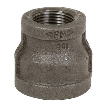2 in. x 1 in. Black Pipe Fitting 150# Malleable Iron Threaded Reducing Coupling, UL/FM