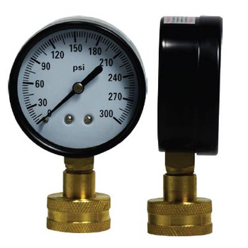 2-1/2 in. Water Test Gauge, 0-300 PSI Dial, 3/4 in. GHT, Female Hose Connection