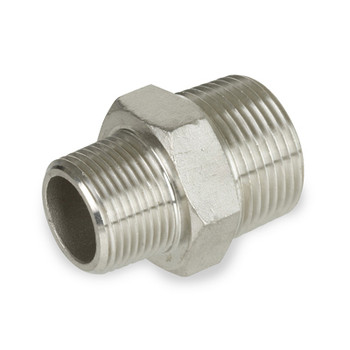 1-1/4 in. x 1 in. Reducing Hex Nipple - NPT Threaded - 150# 316 Stainless Steel Pipe Fitting