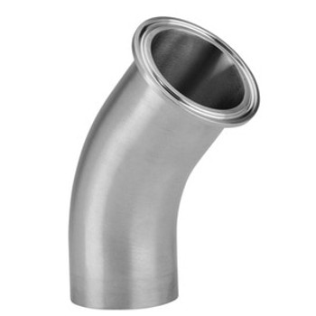 2 in. Polished 45° Clamp x Weld Elbow (L2KM) 304 Stainless Steel Sanitary Butt Weld Fitting (3-A) Tri-Clamp Top View