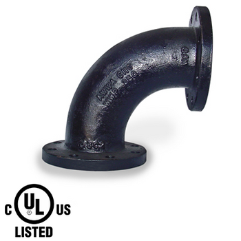 10 in. 125 lb. Cast Iron Flanged Pipe Fitting 90 Long Radius Elbow