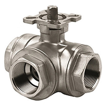 3/4" 3-way T Type Pad Ball Valve Female Port Stainless Steel 316 BSP WOG1000 