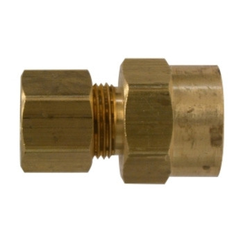 1/2 in. Comp. x 3/8 in. FNPTF - Female Adapter - Brass Compression Tube Fitting - Light Pattern