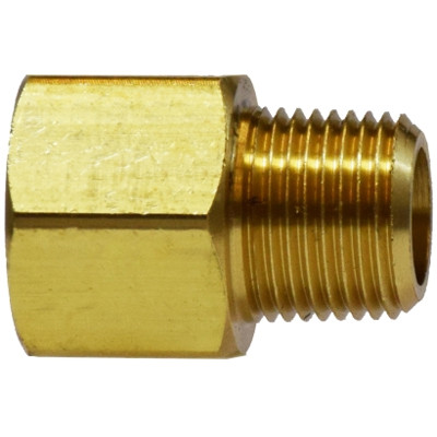 1/4 in. x 1/4 in. Extender Adapter, FIP x MIP, NPTF Threads, SAE 130139, Light Pattern, Brass, Pipe Fitting