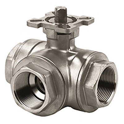 1/2 in. NPT Threaded - 1000 WOG - 316 Stainless Steel 3 Way T Port Ball Valves