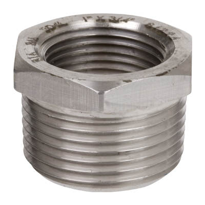 1 in. x 3/4 in. Threaded NPT Hex Bushing 304/304L 3000LB Stainless Steel Pipe Fitting