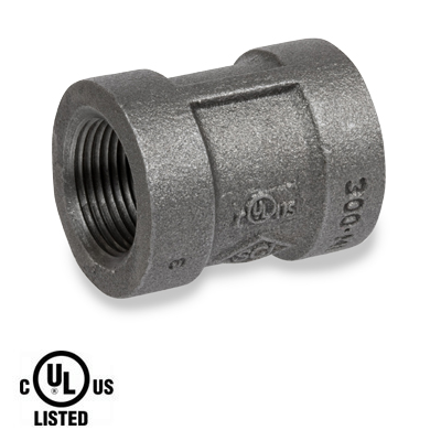1-1/2 in. Black Pipe Fitting 300# Malleable Iron Threaded Banded Coupling, UL