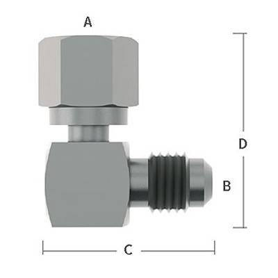 1/4 in. Female Flare x Male Flare Adapter Elbow, Stainless Steel Beverage Fitting