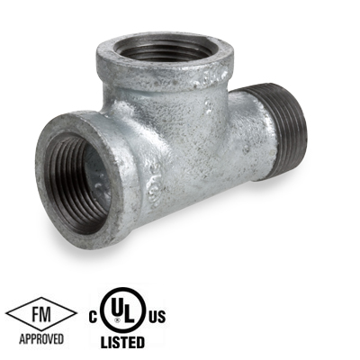 1-1/2 in. NPT Threaded - Service Tee - 150# Malleable Iron Galvanized Pipe Fitting - UL/FM