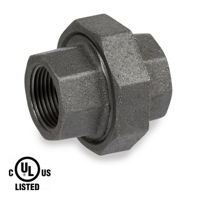 2 1/2 in. NPT Threaded - Union (Brass Seat) - 300# Black Malleable Iron Pipe Fitting - UL Listed