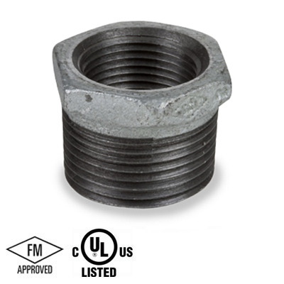 5 in. x 3 in. NPT Threaded - Hex Bushing - 150# Malleable Iron Galvanized Pipe Fitting - UL/FM