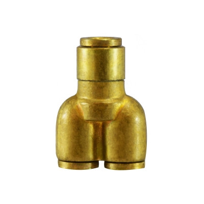 5/32 in. x 5/32 in. Tube OD, Push-In Y Union Connector, Brass Push-to-Connect Fitting