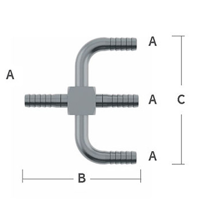 1/4 in. Y-Cross 303/304 Combination Stainless Steel Beverage Fitting