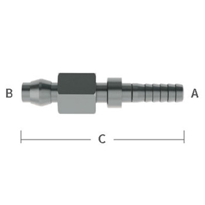 1/4" Female Flare x Barb Compression Stainless Steel Beverage Fitting