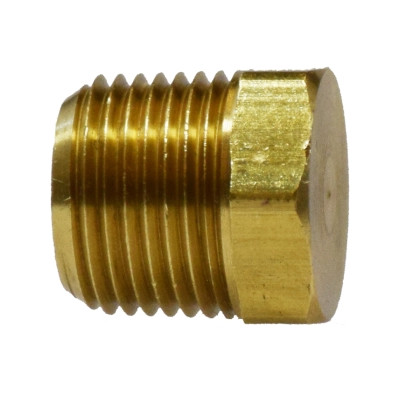 1/4 in. Cored Hex Head Plug - (MIP) NPTF Threads - 1200 PSI Max - Brass Pipe Fitting