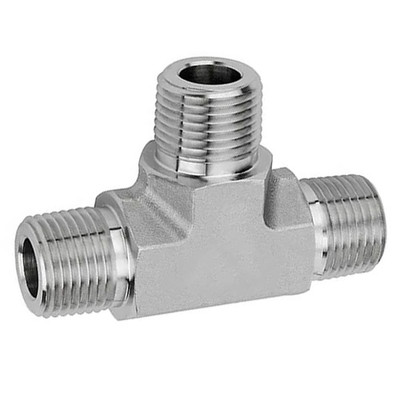 1/8" x 1/8" x 1/8" MNPT Threaded - Male Tee - 316 Stainless Steel High Pressure Instrumentation Fitting (PSIG=10,000)