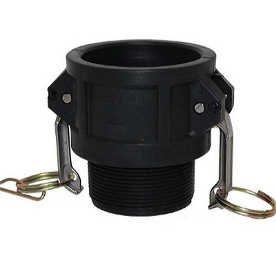 4 in. Female Coupler x Male NPT Threaded - Type B Coupler - Black Polypropylene Camlock (Cam & Groove)