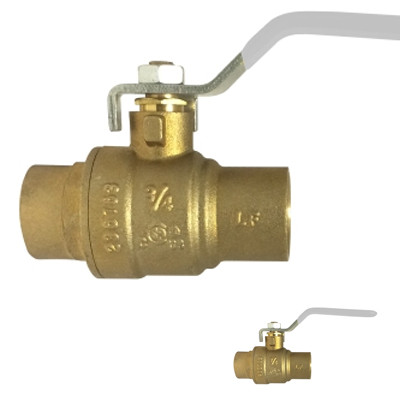 3/4 in. 600 PSI WOG, Lead Free Brass Ball Valve, Full Port, SWT x SWT, AB-1953, Approvals: FM, cUPC, NSF, ANSI 61, ANSI 372